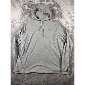Polo Ralph Lauren Jersey Hooded T Shirt Mens‎ XXL Heather Gray Long Sleeve